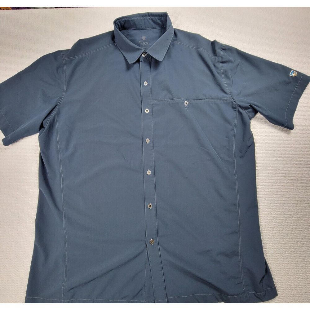 Kuhl Shirt Mens XL Dark Blue Tufflex Short Sleeve Performance Light Weight